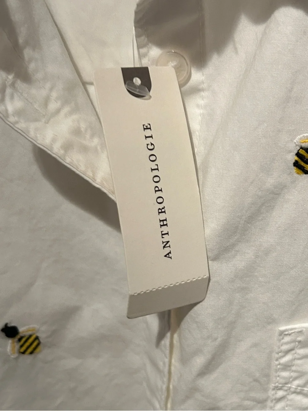 Maeve White Button-Down Shirt with Bee Embroidery - Picture 7 of 9
